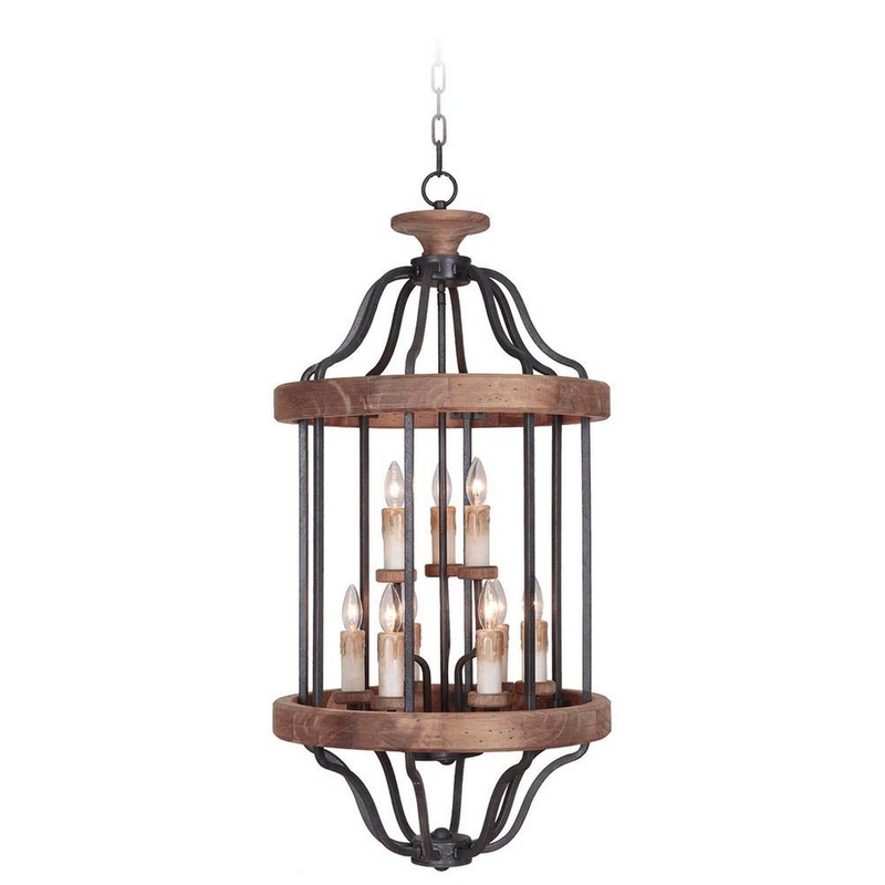 Craftmade 36539-TBWB Ashwood Nine Light Foyer Chandelier Textured Black/Whiskey Barrel (Discontinued)