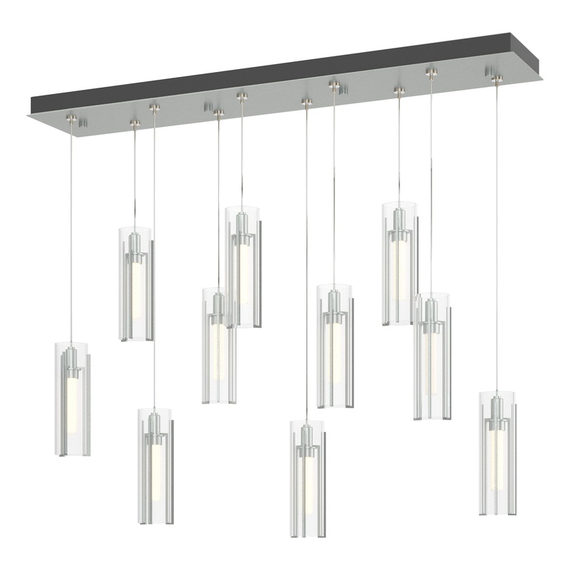 Exos Glass 10-Light Pendant Vintage Platinum Clear Glass (ZM)