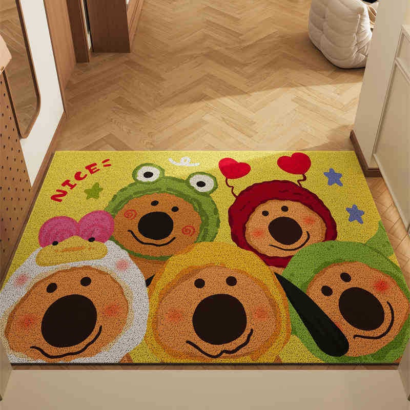 Group Photo Of Dogs Set of 2 Cartoon PVC Coil Entrance Mats – Non-Slip Dirt Trapping Door Mats (50x80cm)