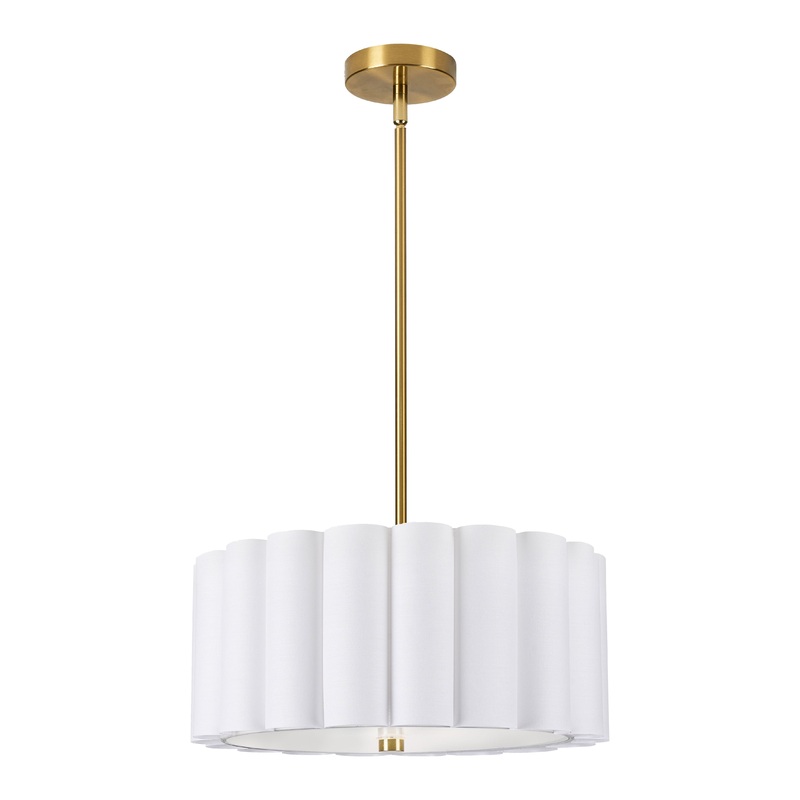 Pacifica 3-Light Pendant Aged Brass with White Shade