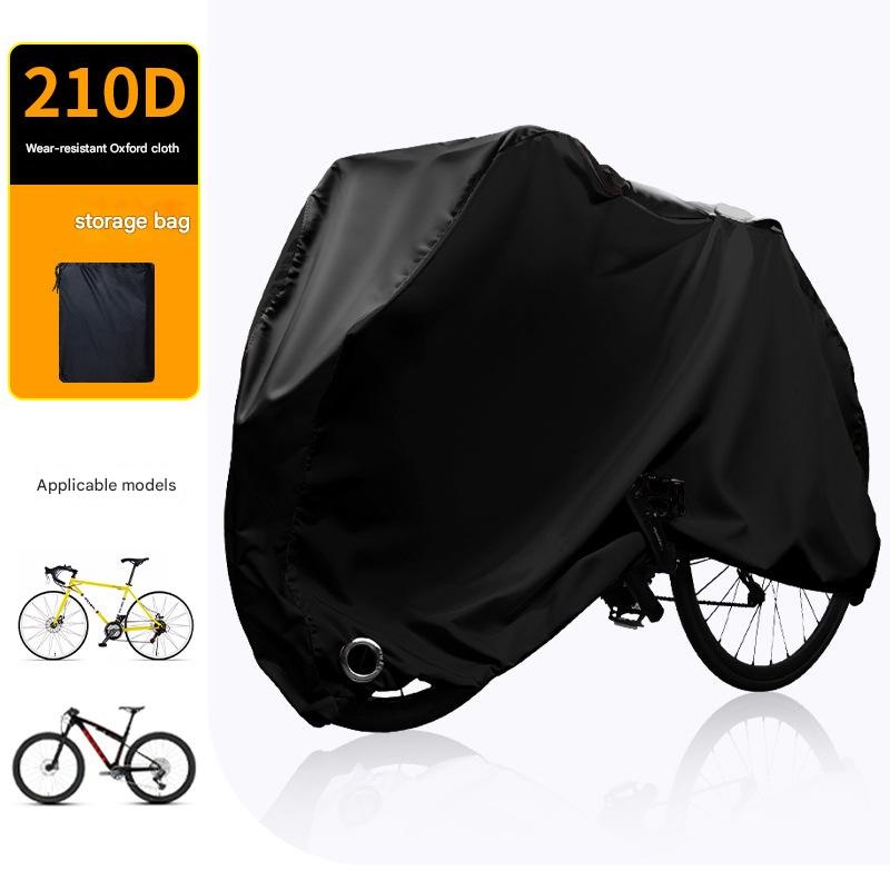 Size XL Black All-Weather 210D Bicycle Cover – Waterproof & UV-Proof Outdoor Bike Protector with Lock Hole & Storage Bag