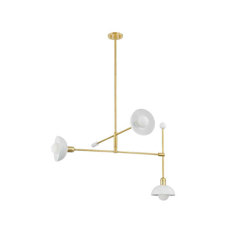 Three Light Chandelier from the Billie Collection in Aged Brass/Soft White Finish by Mitzi