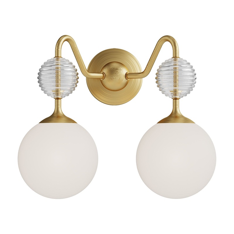 Two Light Vanity from the Celia Collection in Brushed Gold/Opal Glass|Matte Black/Opal Glass Finish by Alora