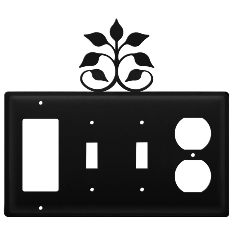 Village Wrought Iron EGSSO-109 Quad Leaf Fan Single GFI Double Switch and Single Outlet Cover CUSTOM Product