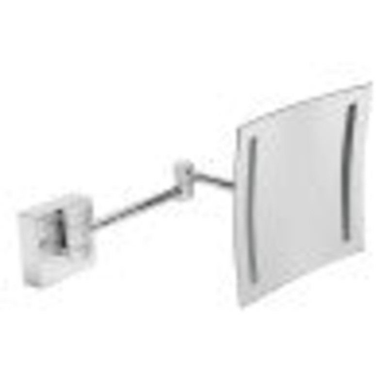 ALFI brandABM8WLED-PCPolished Chrome Wall Mount Square 8″ 5x Magnifying Cosmetic Mirror with Light
