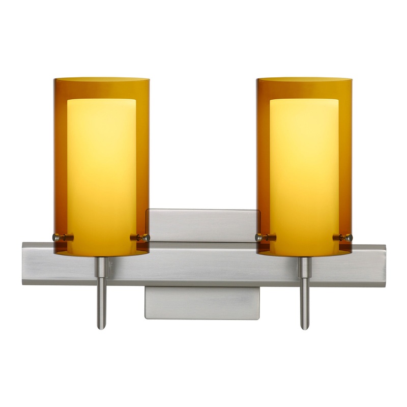 Besa 2SW-G44007-SN-SQ Pahu Two Light Wall Sconce Satin Nickel
