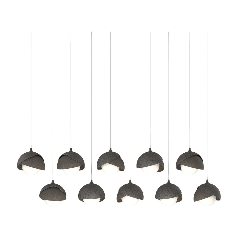 Brooklyn 10-Light Double Shade Pendant Natural Iron Dark Smoke