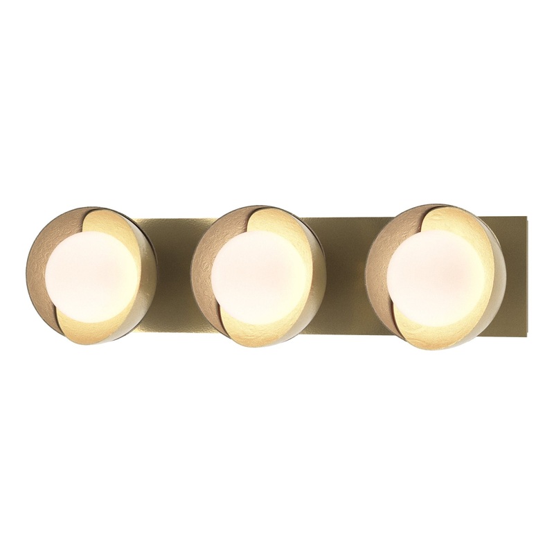 Brooklyn 3-Light Straight Double Shade Bath Sconce Modern Brass Soft Gold