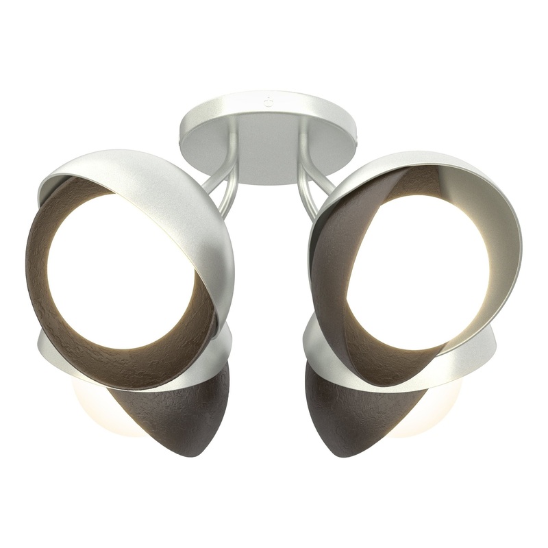 Brooklyn 4-Light Double Shade Semi-Flush Vintage Platinum Oil Rubbed Bronze