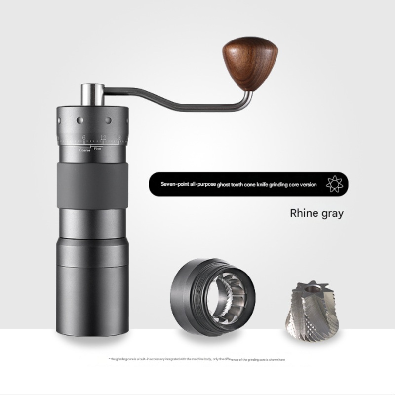 Grey Premium 7-Star Manual Coffee Grinder – Portable Bean Mil(R50pro)
