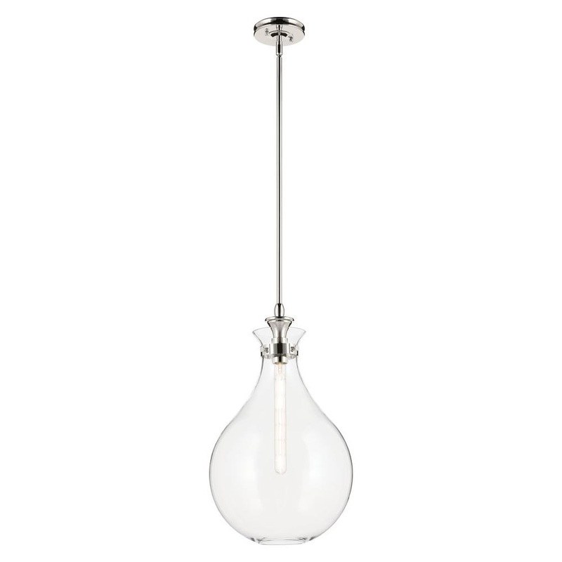 Laria 14″ 1-Light Pendant Polished Nickel Clear Glass