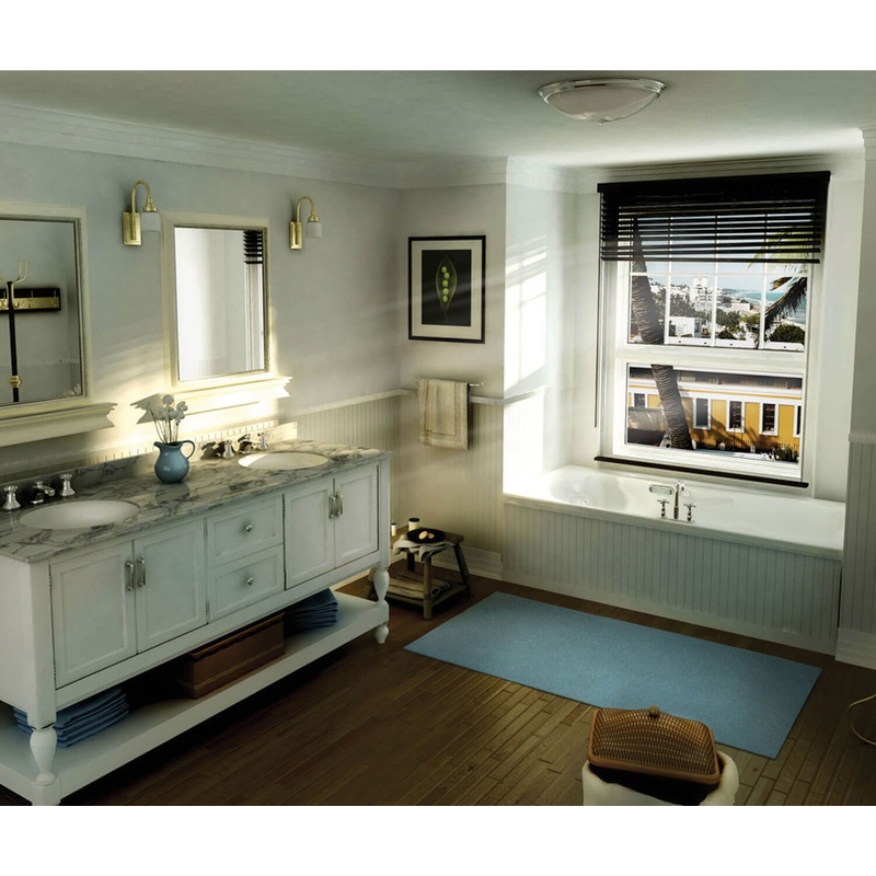 MAAX 101056-055-001 Topaz 6636 Acrylic Alcove End Drain Aerofeel Bathtub in White