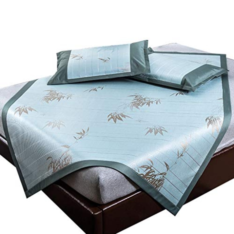 Materassino in Seta di Ghiaccio, 600D Ice Silk e 3D Maglia Traspirante, Rinfrescante e Confortevole Letto Matrimoniale, Lavabile (Color : A, Size : 1.51.95m)