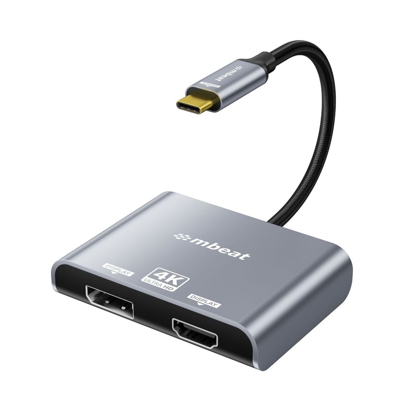 mbeat Tough Link USB-C to DP&HDMI Dual 4K/60Hz MST Adapter – Space Grey