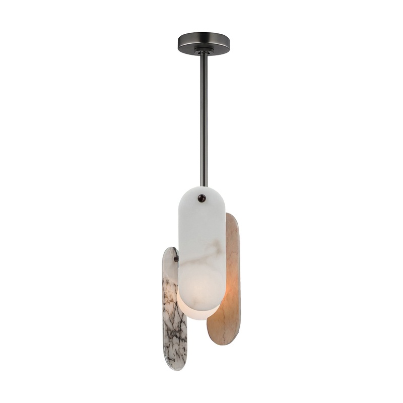 Megalith Stem Hung LED Pendant Gunmetal Various Stone