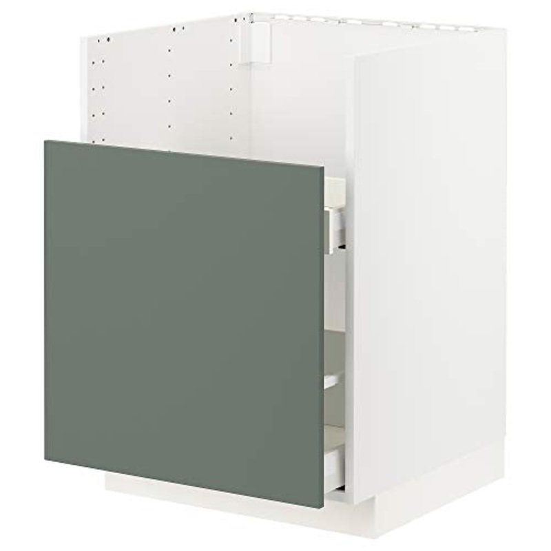 METOD/MAXIMERA bc f BREDSJN snk/1 frnt/2 drws 60×61.6×88 cm bianco/Bodarp grigio-verde