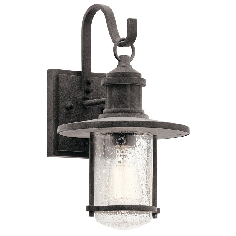 One Light Outdoor Wall Mount from the Riverwood Collection in Weathered Zinc Finish by Kichler