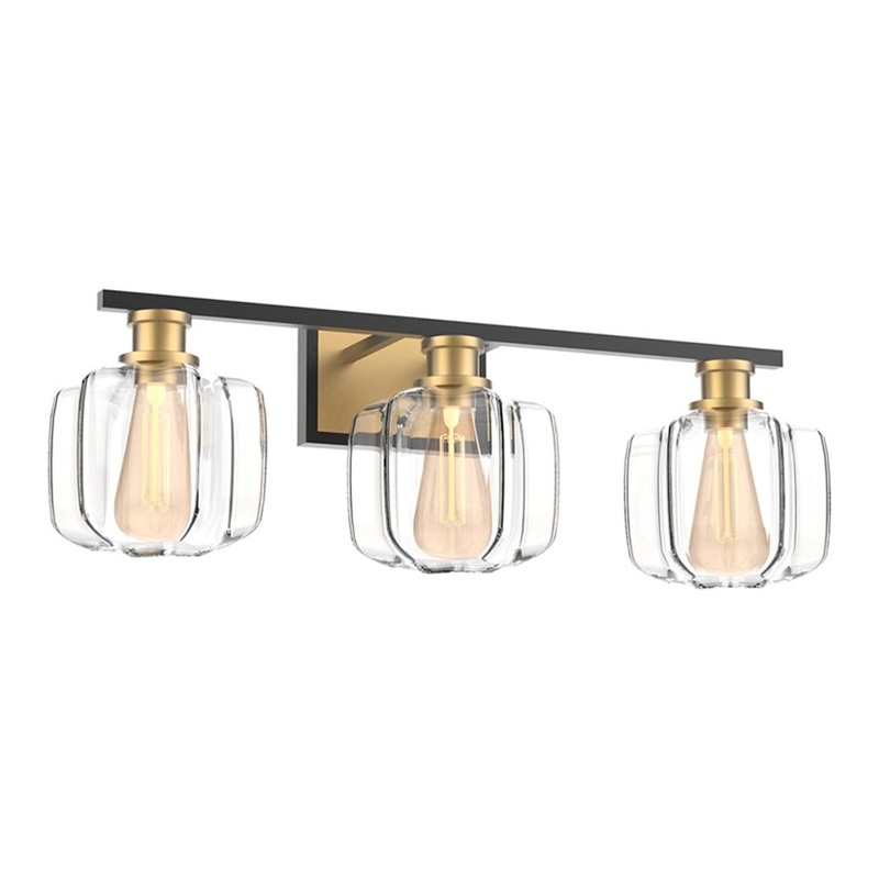 Oxley 3-Light Vanity Matte Black and Brass