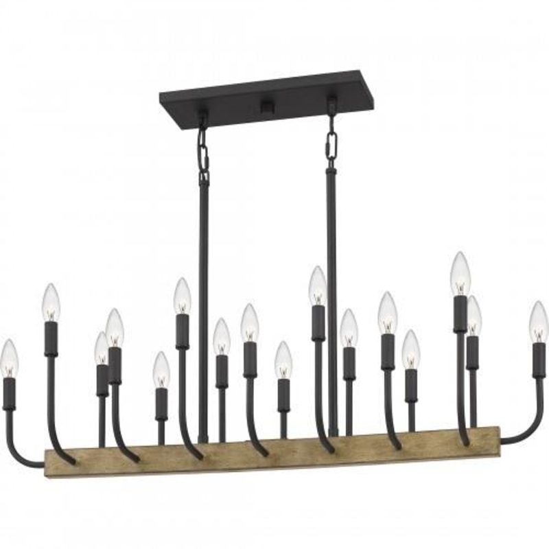 Quoizel COD139MBK Coda Linear chandelier 16 light earth black Island Light