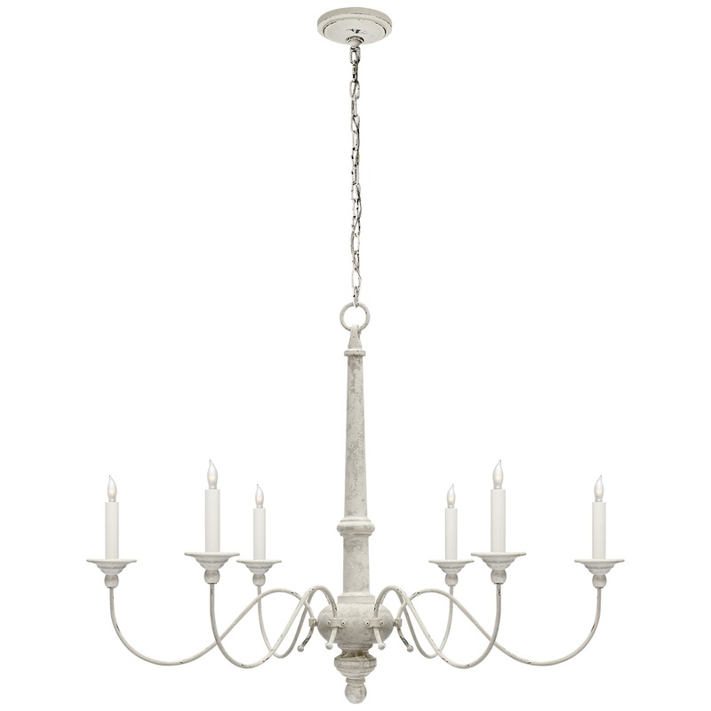 Six Light Chandelier from the Country Chandelier Collection in Belgian White Finish by Visual Comfort Signature