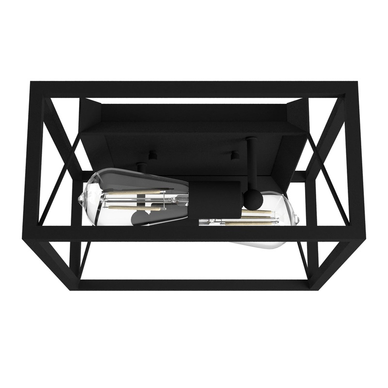 Two Light Flush Mount from the Doherty Collection in Natural Black Iron Finish by Hunter