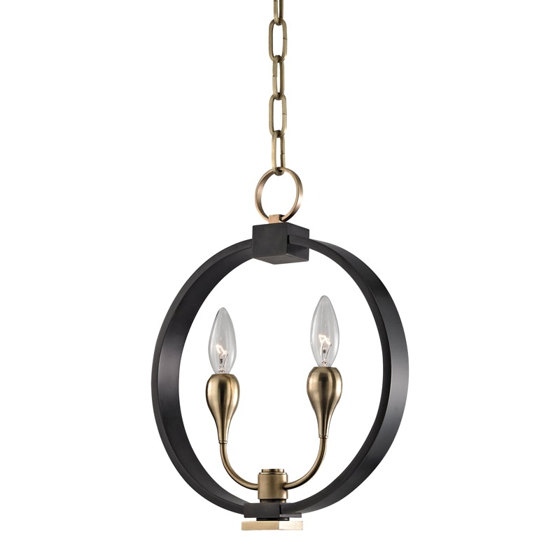 Two Light Pendant from the Dresden Collection in Aged Old Bronze Finish by Hudson Valley
