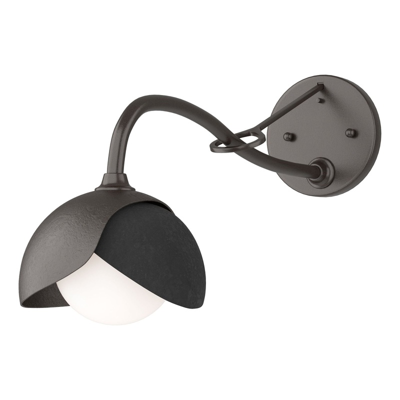 Brooklyn 1-Light Double Shade Long-Arm Sconce Oil Rubbed Bronze Black