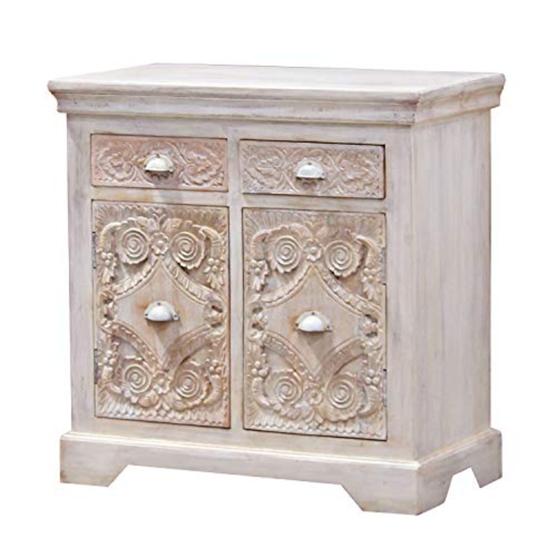 Casa Moro | Cassettiera indiana Afsana 95 x 40 x 90 cm (L/L/A) in stile shabby chic, in vero legno di mango, credenza per una casa semplice | CA017155