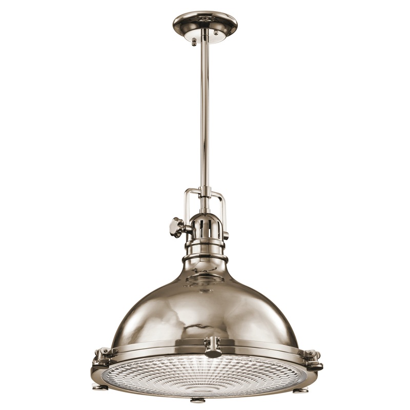 Kichler 2682PN One Light Pendant, Polished Nickel