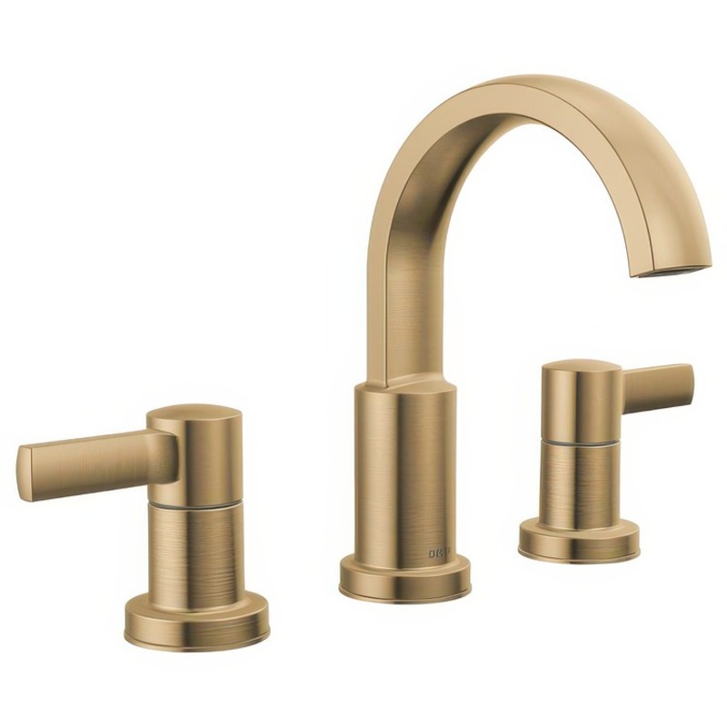 Lavatory Faucet Albion Widespread 6 to 16 Inch Spread 2 Lever ADA WaterSense Champagne Bronze 1.2 Gallons per Minute Deck Mount Pop-Up 3 Hole