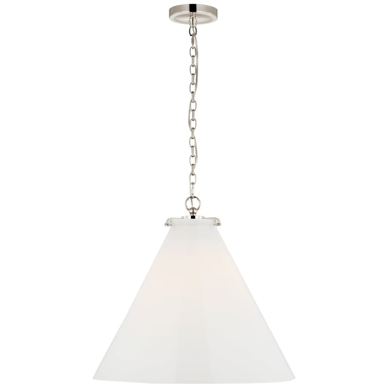 LED Pendant from the Katie Conical Collection in Polished Nickel Finish by Visual Comfort Signature