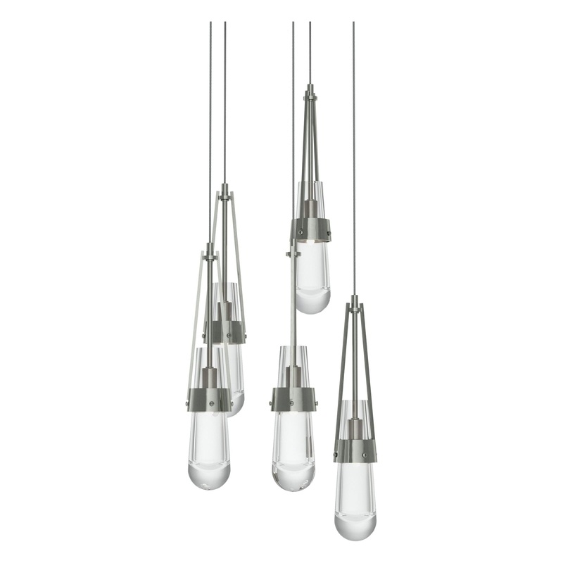 Link 5-Light Clear Glass Pendant Sterling