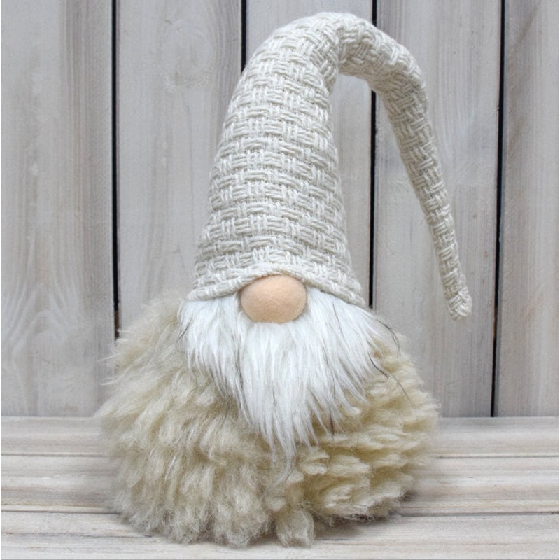 Off White Charming Handcrafted Christmas Gnome – Nordic Tomte Plush Figurine for Holiday Decor(14*14*48cm)