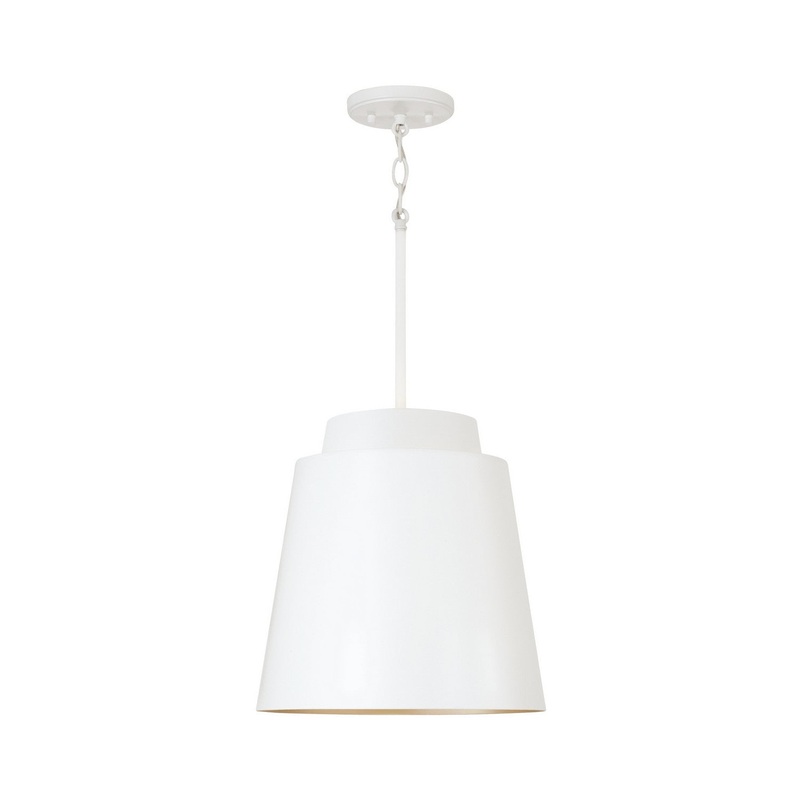 One Light Pendant from the Pratt Collection in Matte White Finish by Capital Lighting