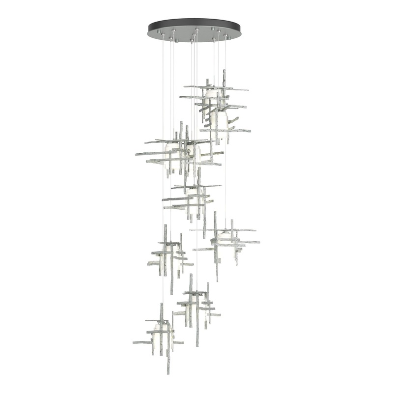 Tura 9-Light Frosted Glass Pendant Vintage Platinum