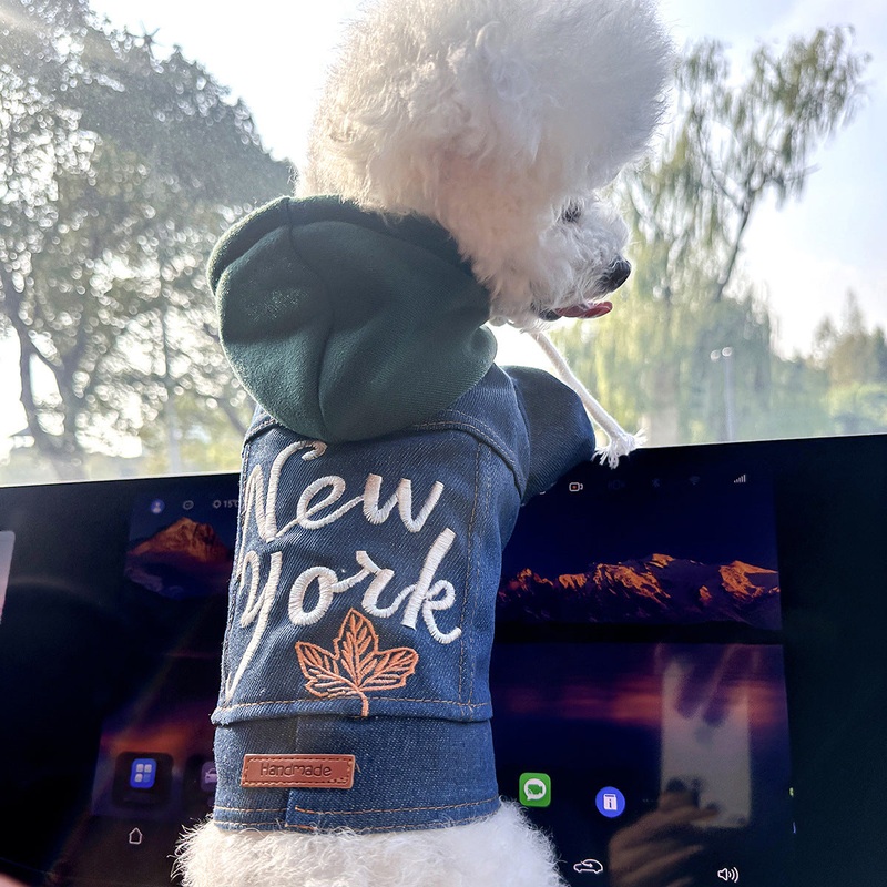 XL Around 16kg New York Roll Denim Chic Denim Pet Vest – Stylish Jean Jacket for Dogs & Cats – Spring, Summer & Autumn Fashion