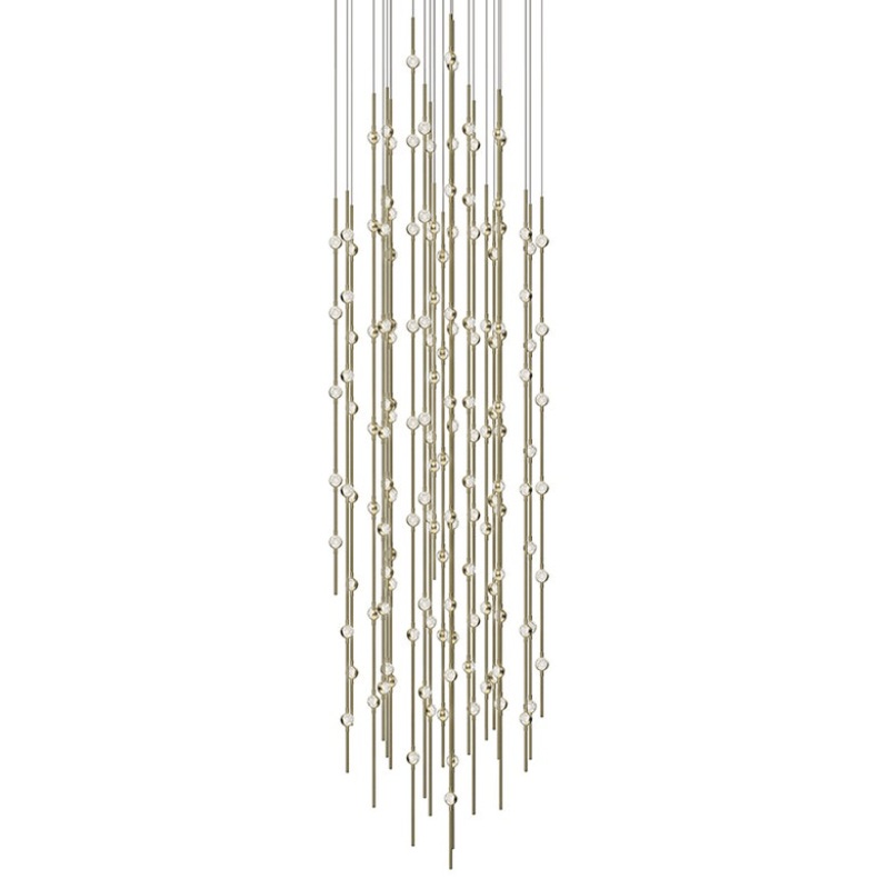 Constellation Andromeda 25″ Round LED Pendant Satin Brass with Clear Faceted Acrylic 3000K 10′ Adjustable Cord