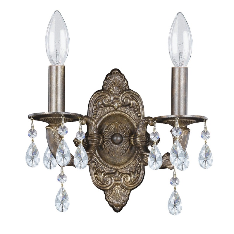 Crystorama 5022-VB-CL-SAQ Paris Market Two Light Wall Sconce Venetian Bronze