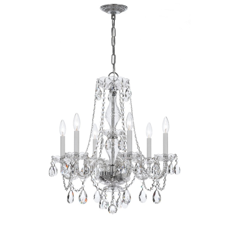Crystorama 5086-CH-CL-SAQ Traditional Crystal Six Light Chandelier Polished Chrome