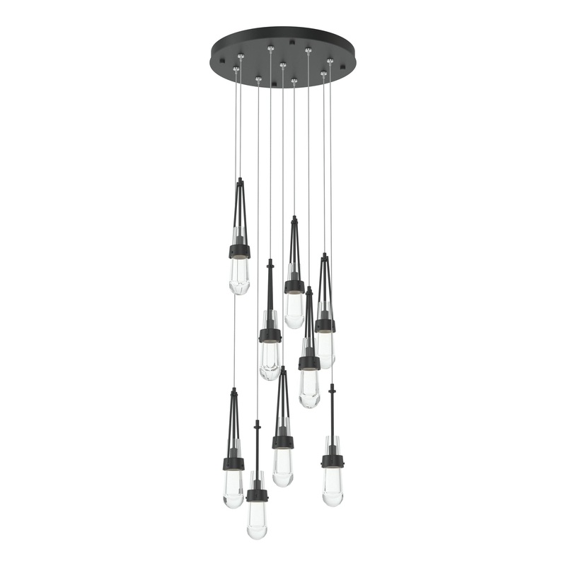 Link 9-Light Clear Glass Pendant Black