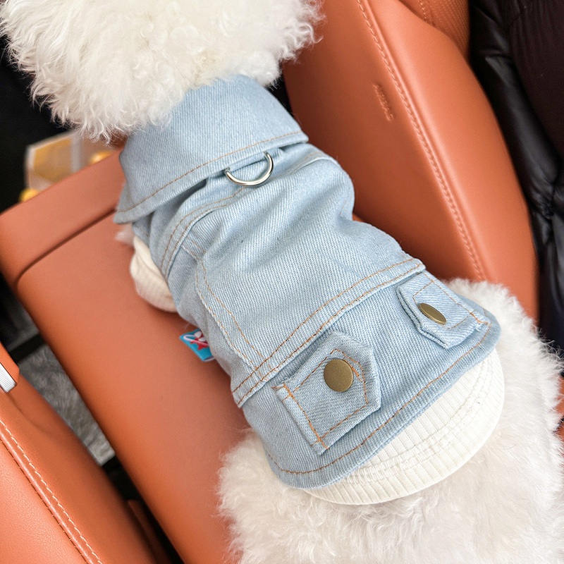 M-Approximately 8kg ClaMMic Denim – Molid ColourM Denim VeMt Jacket for DogM and CatM – Mpring, Mummer, and Autumn Wear