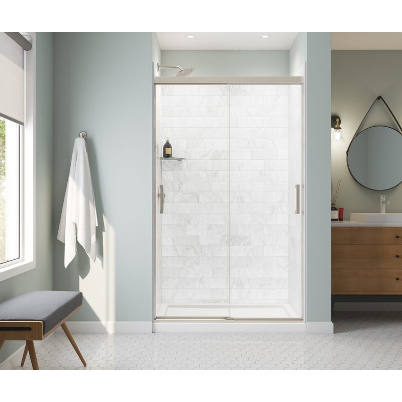MAAX 135334-900-305-000 Incognito 76 44-47 x 76 in. 8mm Bypass Shower Door for Alcove Installation with Clear glass in Brushed Nickel