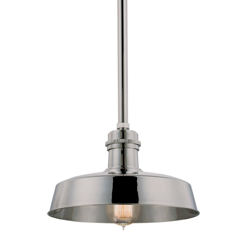 One Light Pendant from the Hudson Falls Collection in Polished Nickel Finish by Hudson Valley