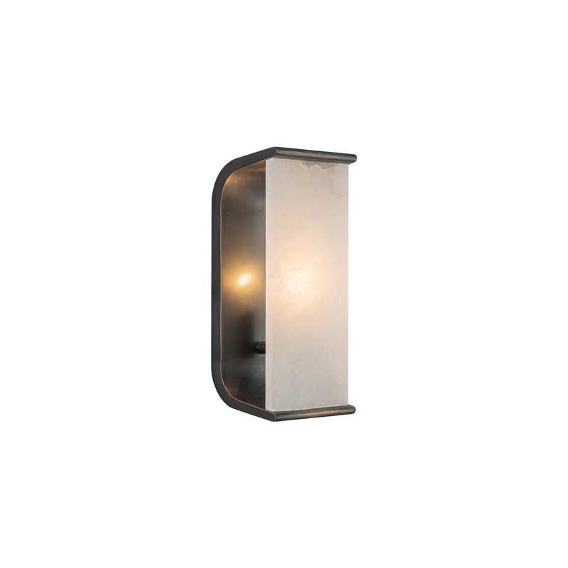 One Light Wall Sconce from the Abbott Collection in Urban Bronze/Alabaster Finish by Alora