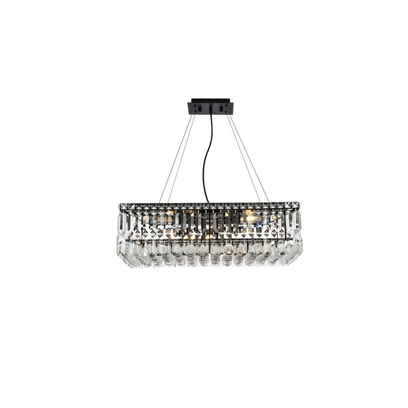 Six Light Chandelier from the Maxime Collection in Black And Clear Finish by Elegant Lighting