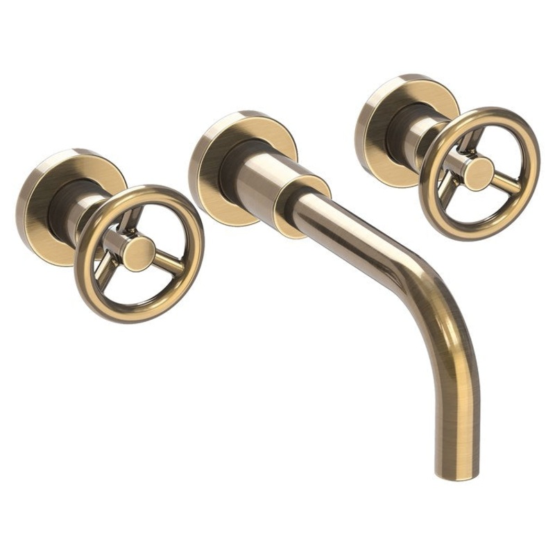 Slater Two Handle Wall-Mount Bathroom Faucet – Antique Brass