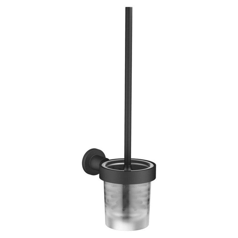 Toilet Brush Set TARA Matte Black Frosted Glass Brush Holder Wall Mount