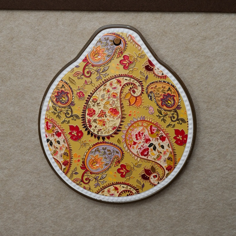 Yellow Set of 4 Embossed Ceramic Paddle Mats – Assorted Bohemian Pattern Heat Resistant Pads