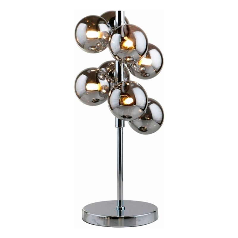 8-Light Glass Balls Table Lamp Chrome
