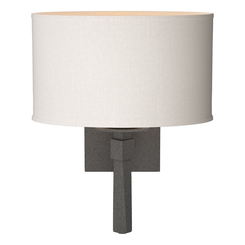 Beacon Hall Oval Drum Shade Sconce Natural Iron Flax Shade (SE)